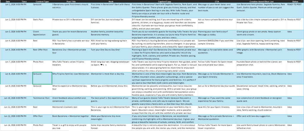 content calendars